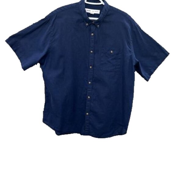Old Navy Mens XXLarge Slim Fit Linen Cotton Blend Button Up Shirt Navy - Picture 1 of 6